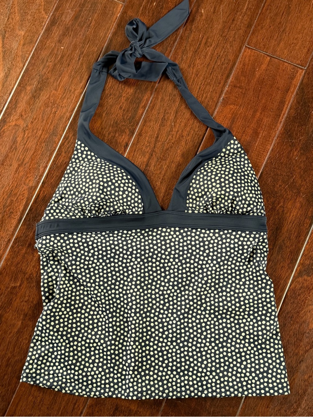 Boden Navy & Ivory Polka Dot Halter Tankini Swim Top – Women’s US 14